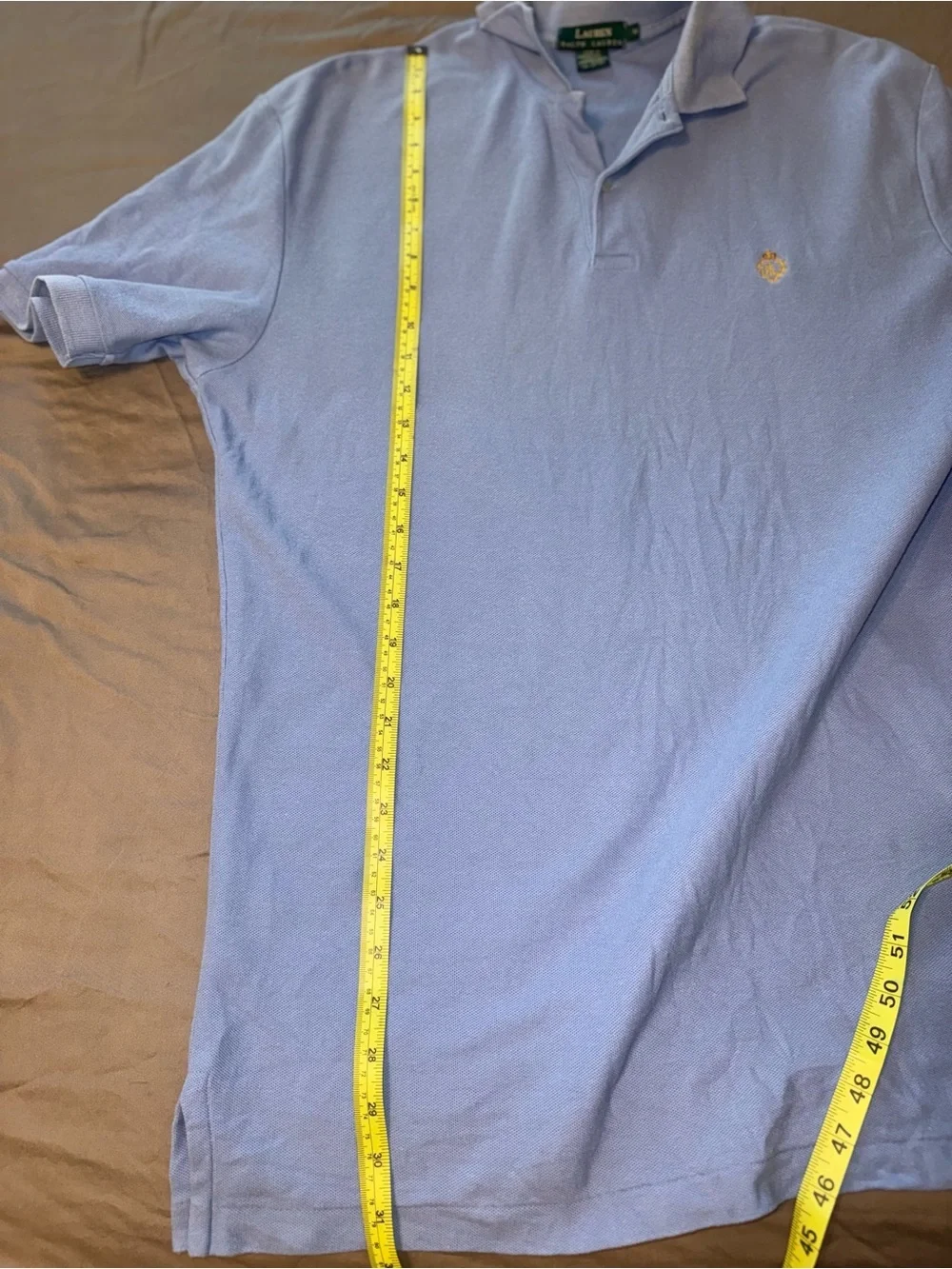 Ralph Lauren Light Blue Polo with Gold Crest Embroidery